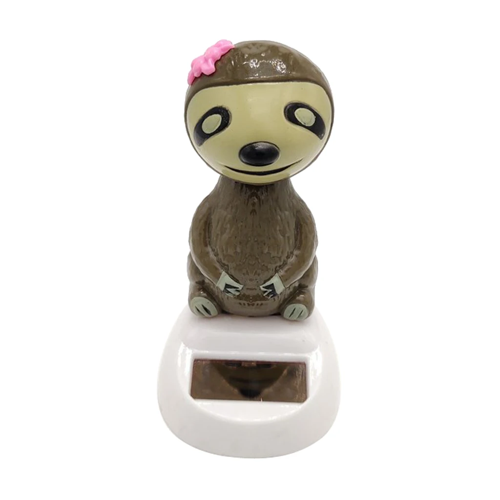 Cartoon Solar Powered Tree Sloth Figurine - Nodding Dancing Swing Animal Model Kids Educational Toy Home Desk Decor
