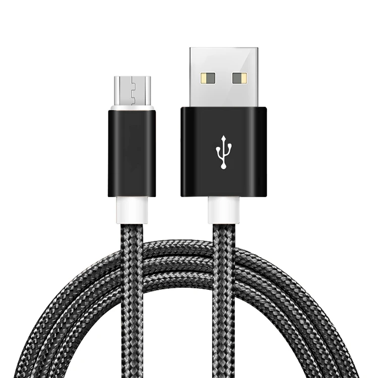 HANNORD Micro USB кабель 2A Быстрая зарядка Micro USB кабель для зарядки данных Syn нейлоновый Кабель Micro-USB в оплетке 1 м 2 м для Android - Цвет: Black