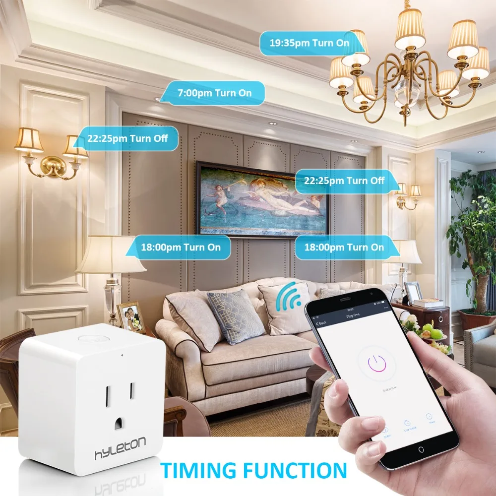 4 шт. умная розетка мини Wifi работает с Google Assistant IFTTT для функции таймера голосового