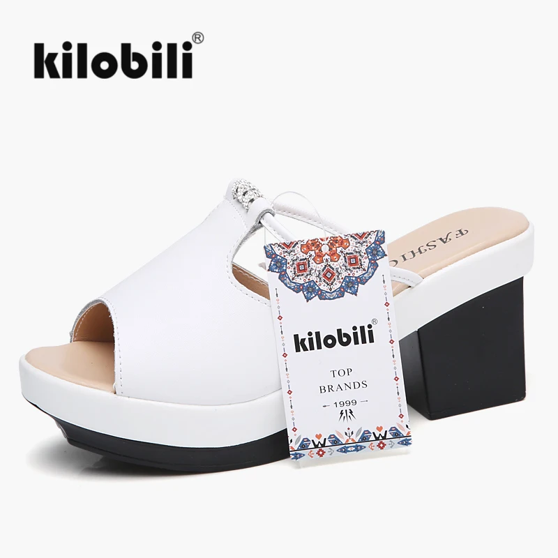 Сандалии kilobili женские на платформе натуральная кожа без застежки высокий каблук