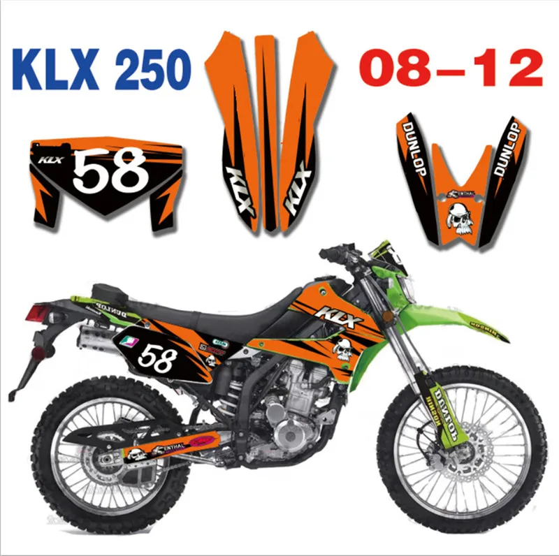 

Customized Graphics Background Decals Stickers Kits For Kawasaki KLX250 2008 2009 2010 2011 2012
