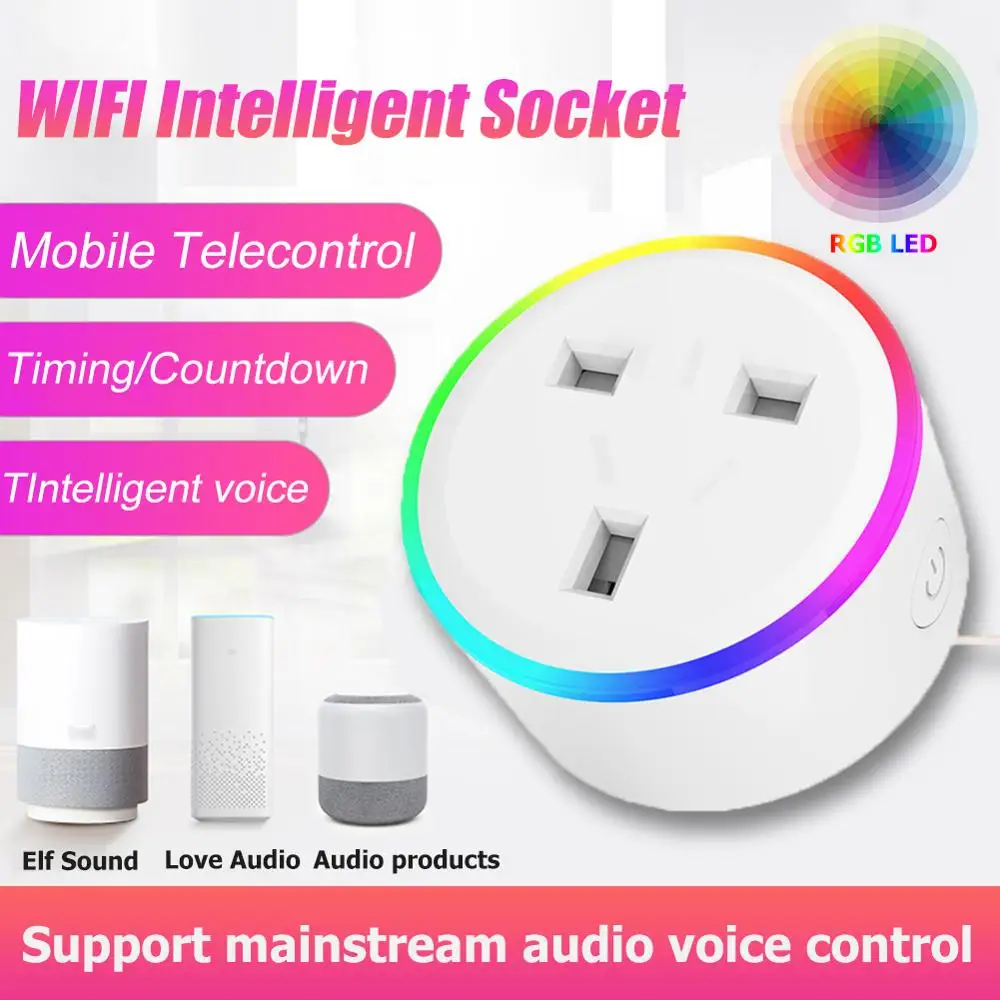 

UK Plug Smart Wireless Socket Wifi Remote Control Intelligent Timing Switch Socket Adaptor Power On/Off With APP Alexa Dropship