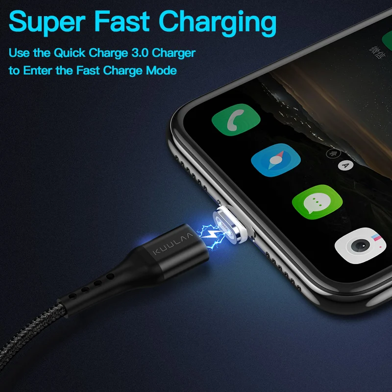 KUULAA Магнитный кабель Micro USB Быстрая Зарядка адаптер для samsung XiaoMi Redmi 6A huawei зарядное