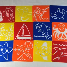 12 шт./лот. Морской трафарет с животными, подарок на день рождения, рождественский подарок, летние поделки, Детские трафареты для рисования. Ранние обучающие игрушки