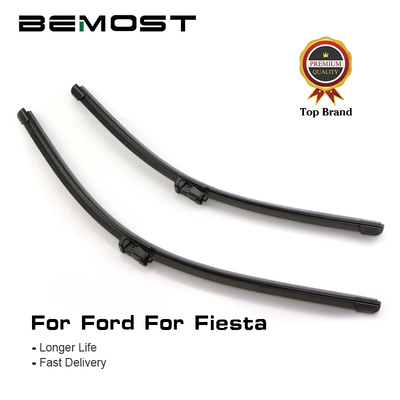 

BEMOST Car Wiper Blades Natural Rubber For Ford Fiesta MK6/MK7 Model Year From 2002 To 2017 Fit Push Button/U Hook Arm 1Pair