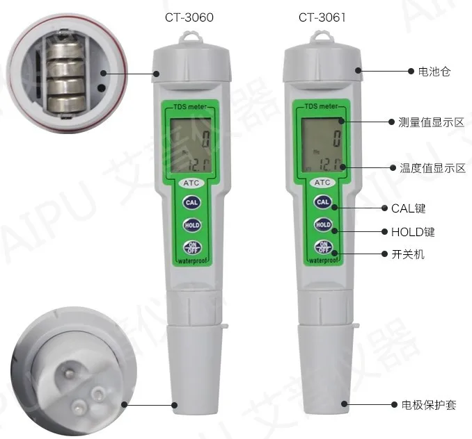 Тестер типа ручки TDS, карманный измеритель EC, функция 3 в 1, 0-9999ppm, Высококачественная цифровая Гидропоника аквариум EC CF TDS метр