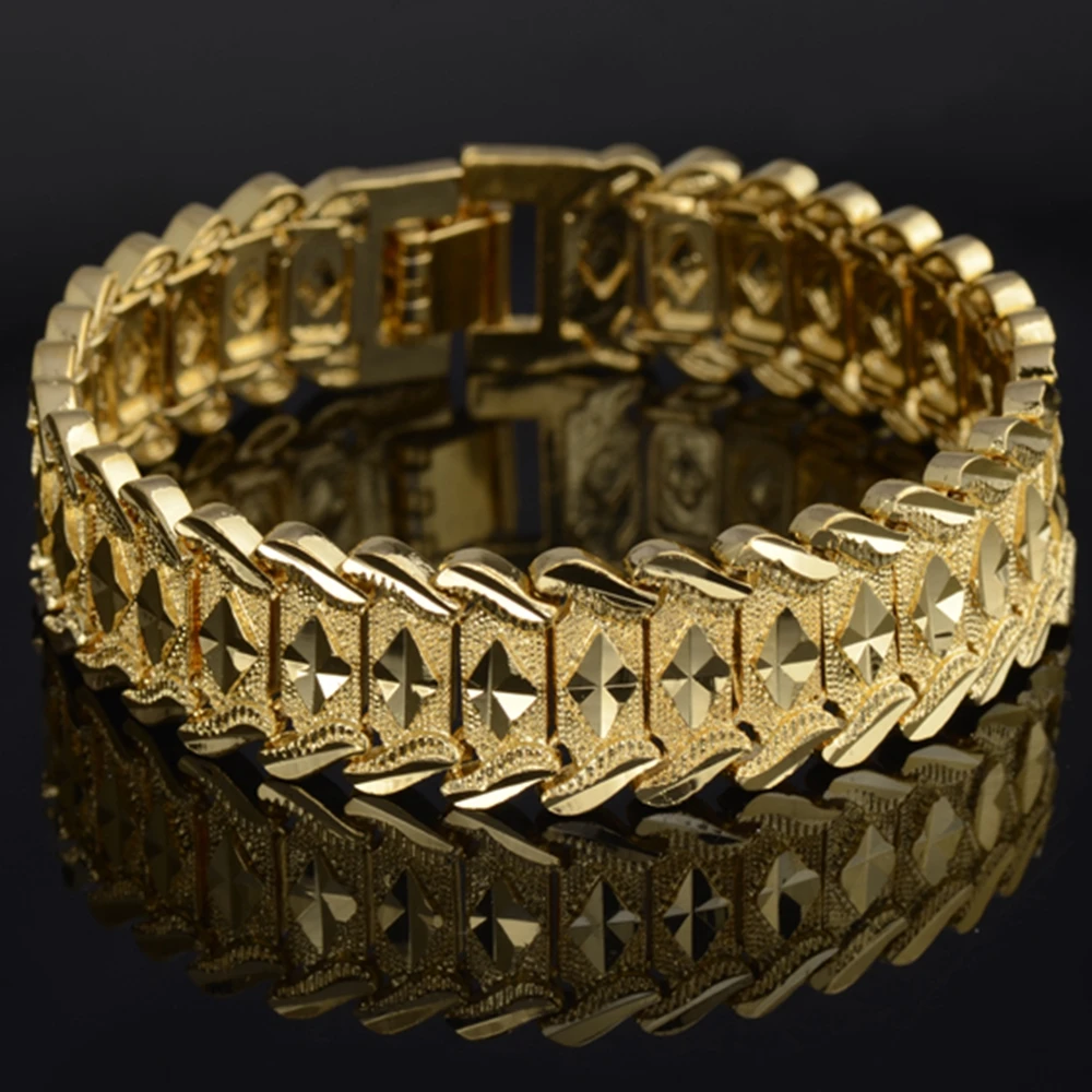 

Wide Chunky 8.3" Gold Filled Chain Bracelets For Men