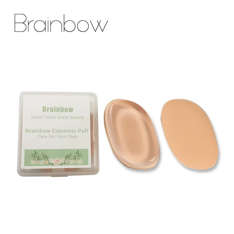 Brainbow 1 шт., силиконовая губка, двухсторонняя Косметическая пуховка с коробкой, губка для макияжа, Жидкая основа, BB крем, красота, Эфирное