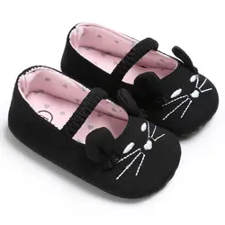 Обувь для новорожденных девочек принцесса кроватки Младенец Первые ходунки милый кот Мэри Джейн Prewalkers мягкая подошва