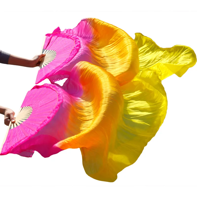Женская Высококачественная китайская пара фанатов танца живота дешевая шелковая вуаль для фанатов танцев горячая Распродажа цветная фигура - Цвет: as picture