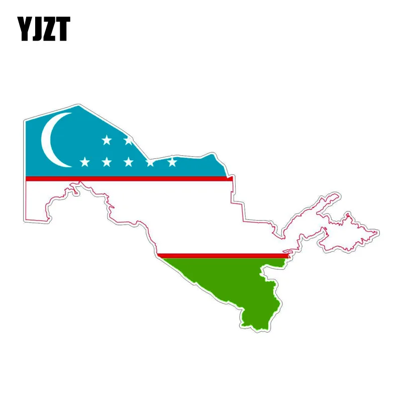 

YJZT 14.4CM*9.2CM Uzbekistan Decorate Flag Map Decal Windows PVC Helmet Car Sticker 6-1202