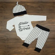 2016 New Fashion Baby Boy Clothing Set (Romper+Hat+Pants) Infant Newborn Baby Girls Clothes Suit Roupas De Bebe