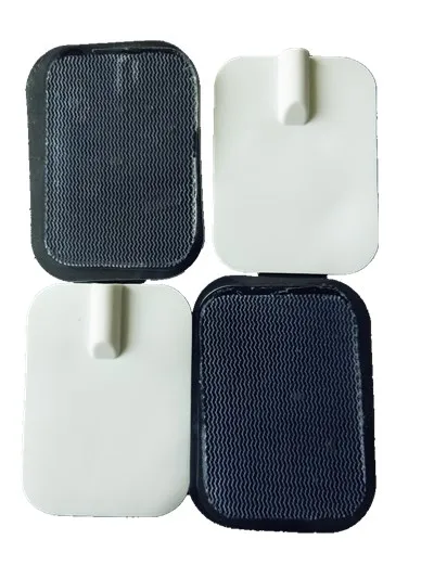 1pair Electrode Patches Self-Adhesive With Pin Hole Silicone Conductive Pads For TENS Acupuncture Body Massager 6*4.5cm