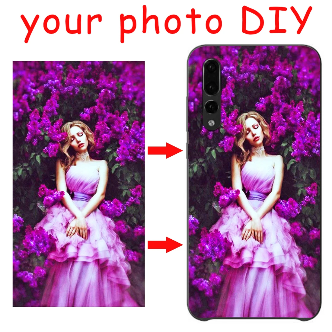 

For Huawei p20 p10 p8 p9 lite series fashion phone case black TPU soft Cover for Customized DIY Printed Photo painting PC cases