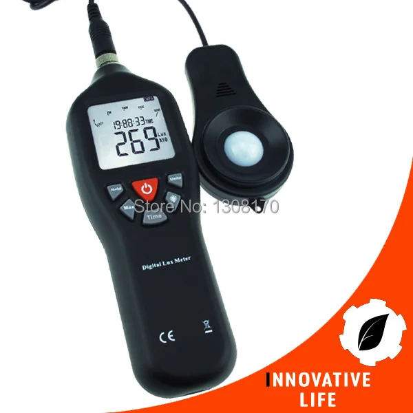 

Lux Light Meter 0-200,000 Range Digital Instrument with Auto Ranging Portable Lux Backlight Display USB Cable Detachable Sensor