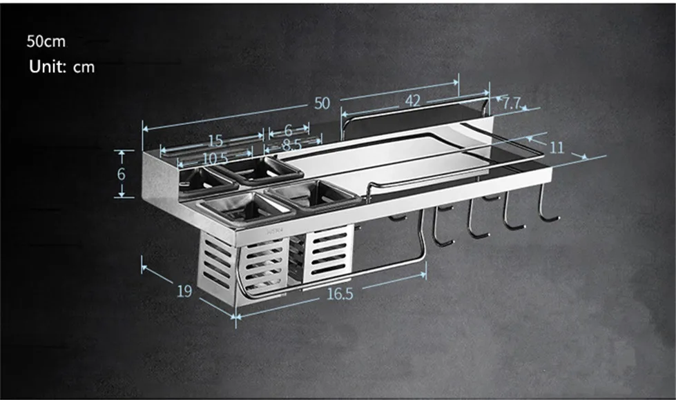 Настенный стеллаж для кухонной утвари из нержавеющей стали для хранения столовых приборов