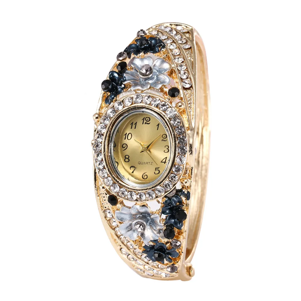 Новая женская круглая Алмазная браслет часы Аналоговые кварцевые наручные часы# NE1130
