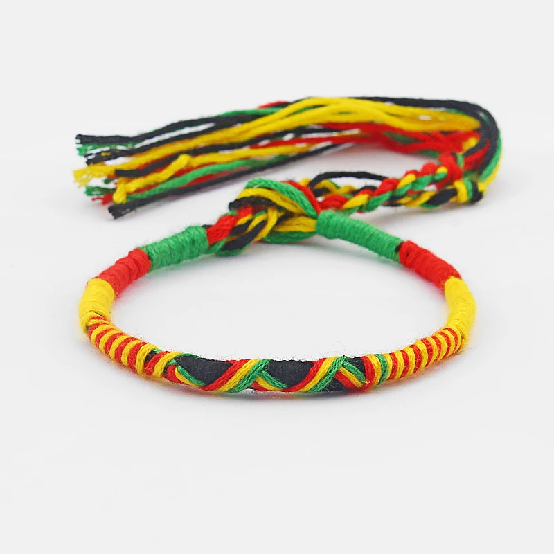 1pcs Rasta Friendship Bracelet Wristband Cotton Silk Reggae Jamaica Surfer Boho Adjustable Jewellery - Image 6