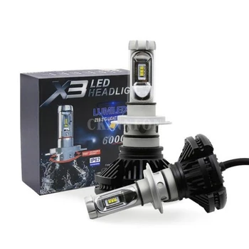 

100Pcs/Lot Headlight Bulb LED H4 H7 H11 H1 H3 9005 H13 ZES LED Hi-Lo Beam DC12V 24V 50W 12000Lm Car Headlamp Front Fog Light X3