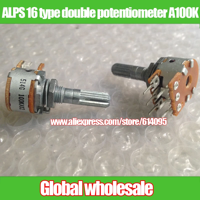 

2pcs ALPS 16 type double potentiometer A100K 25MM / volume control audio input potentiometer 2 * 3 feet