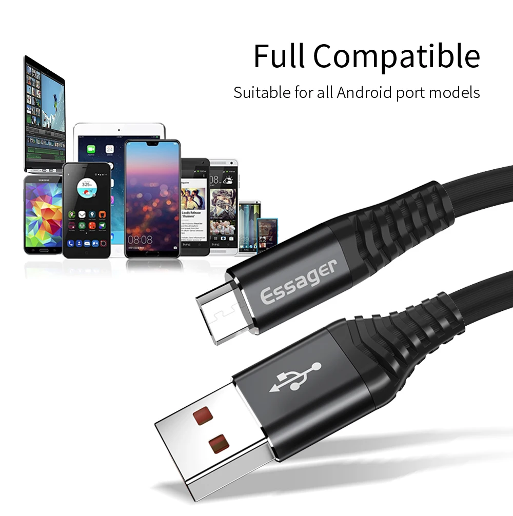 Кабель Micro USB Essager для samsung S7 Xiaomi Android 0,3 м 1 м 2 м кабель Microusb кабель для зарядки и передачи данных кабели для мобильных телефонов