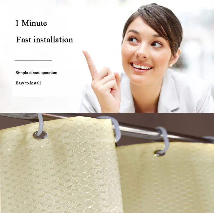 Waterproof and Mildew-Resistant Fabric Shower Curtain _09