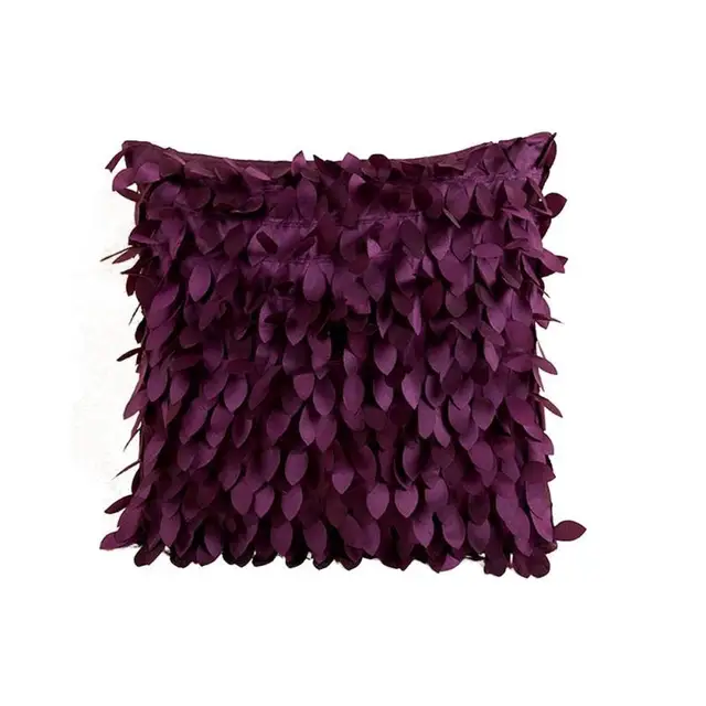 Leaf Decor Pure Color Cushion Covers Dark Purple Sofa Leaf Decor Pure Color Cushion Covers Dark Purple Sofa Cover Wedding Party Pillowcase
