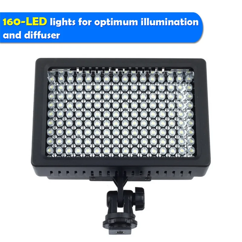 Delaman Lampe vidéo LED Lampe vidéo W160 Panneau de Lampe de Photographie 6000K LED pour Caméscope DSLR DV 