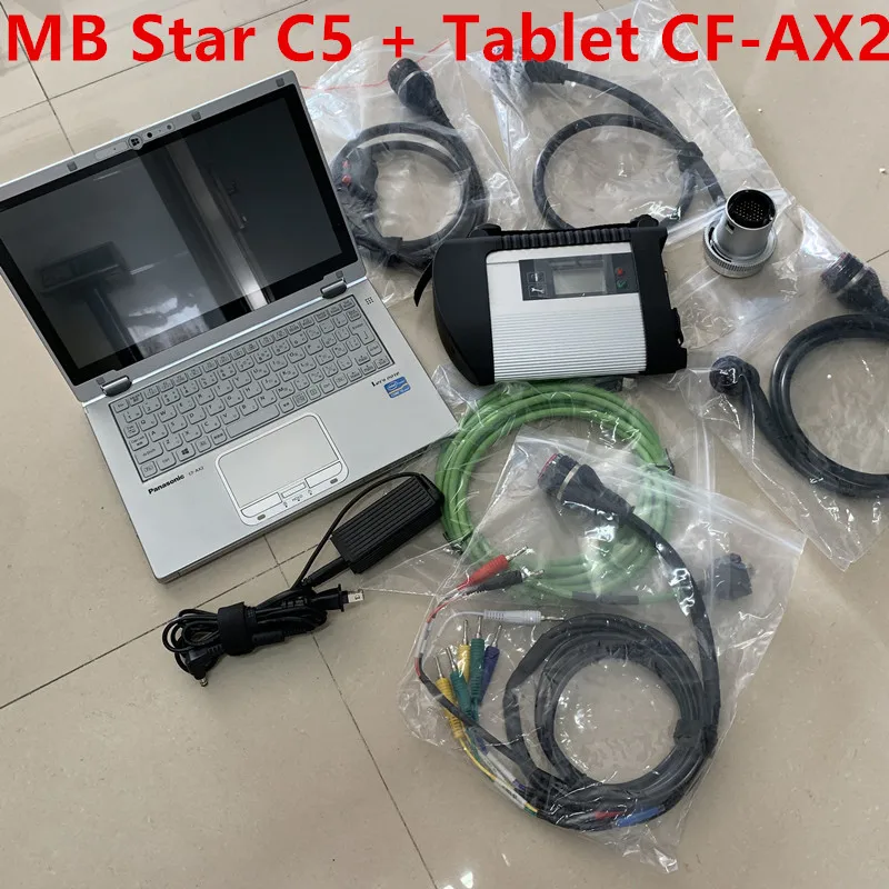 MB Star C5 с ноутбуком, CF-AX2, лучшая Диагностика звезд, поддержка C5, беспроводное подключение WiFi,, программное обеспечение Star c5 Vediam/DTS - Цвет: C5-SSD-CFAX2 FULL