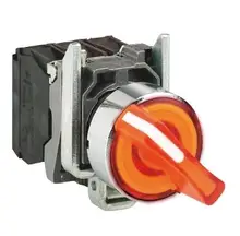 Xb4bk125m5 = zb4bw0m55 + zb4bk1253 interruptor seletor iluminado, metal, orange, ø22, 2 posições, ficar posto, 230...240 v ac, 1 não