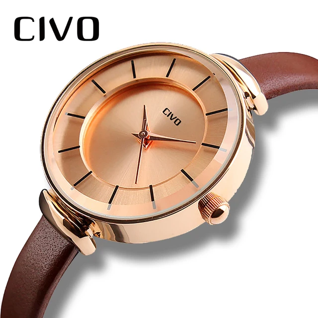 Civo 2018 Nuovo Cinturino In Pelle Marrone Orologi Delle Donne Semplice Casual Q Civo 2018 Nuovo Cinturino In Pelle Marrone Orologi Delle Donne Semplice Casual Q