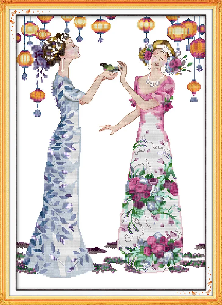 

Manor PARTY cross stitch set cartoon beauty people pattern print DMC color 18ct 14ct 11ct embroidery kit DIY handmade needlework