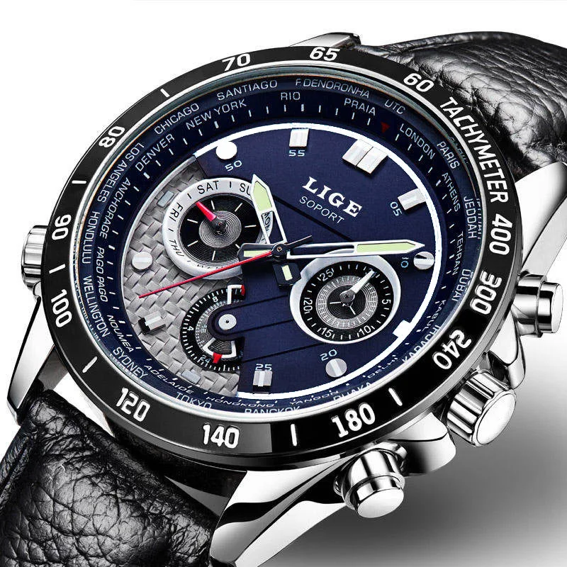 Relojes LIGE Mens Watches Brand Luxury Men Military Sport Luminous Wristwatch Male Leather Quartz Watch Clock relogio masculino