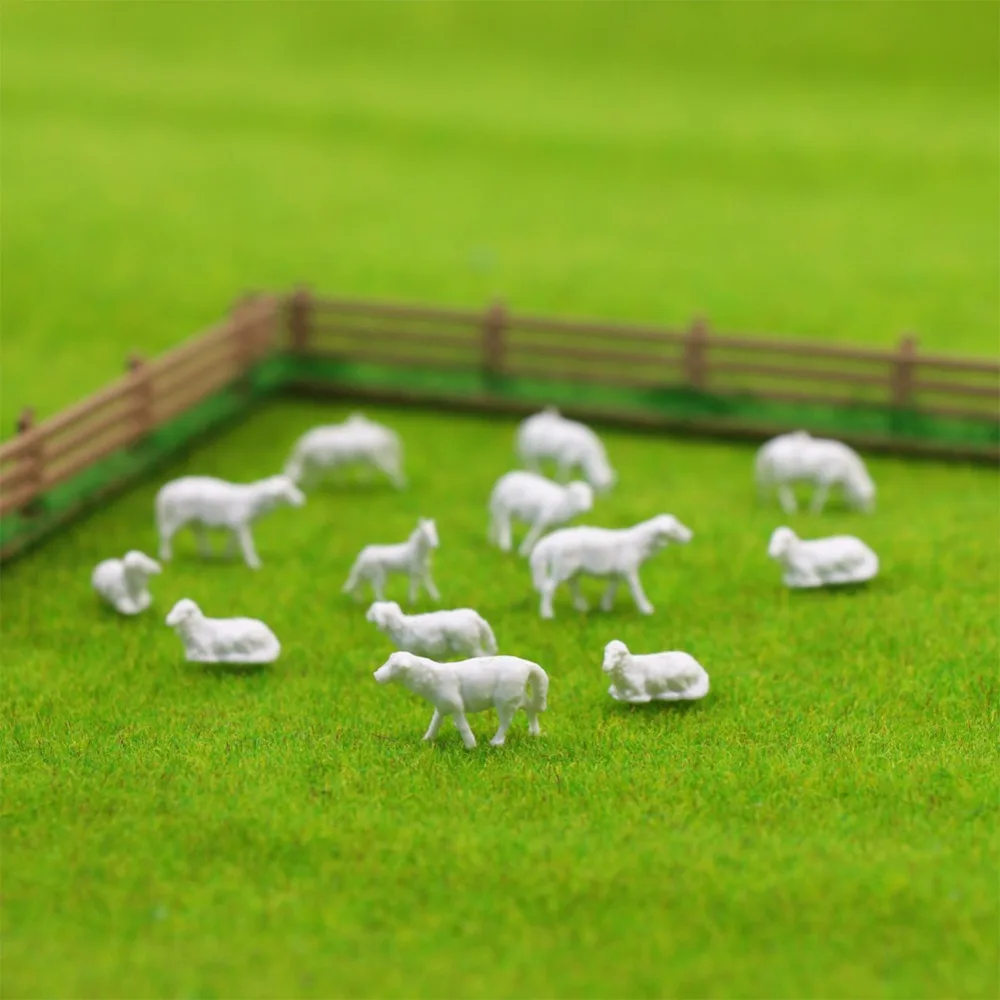 

AN8703B 100pcs-200PCS 1:87 Unpainted White Farm Animals Sheep Collie Dog Shepherd HO Scale Model Scenery Aminals