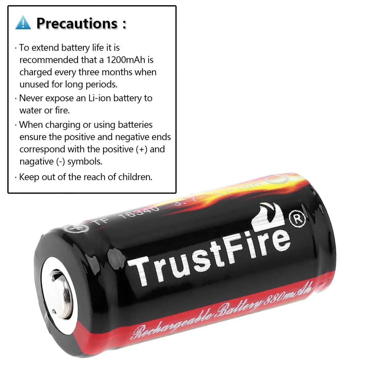 TrustFire 8 шт Подлинная Полный Ёмкость 880 mAh 16340 RCR123 CR123A 3,7 V защищенный выключатель питания Перезаряжаемые Батарея