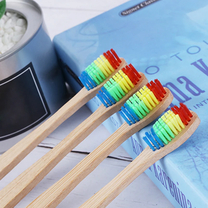

1 Piece Wooden Rainbow Bamboo Toothbrush Oral Care Soft Bristle Head Bamboo Toothbrush for Wholesale Dropshipping