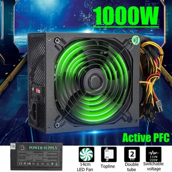 

110~220V 1000W Power Supply 14cm LED Fan 24 Pin Active PFC PCI SATA ATX 12V Computer Power Supply For Desktop