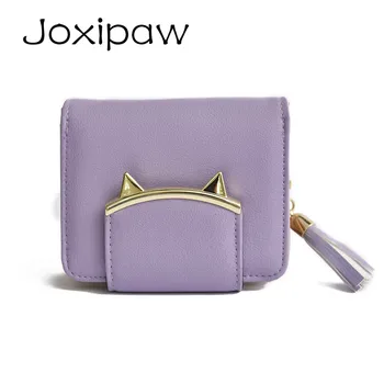 

2018 Korean Cute Cat Anime Leather Trifold Slim Mini Wallet Women Small Clutch Female Purse Coin Card Holder Dollar Bag Cuzdan