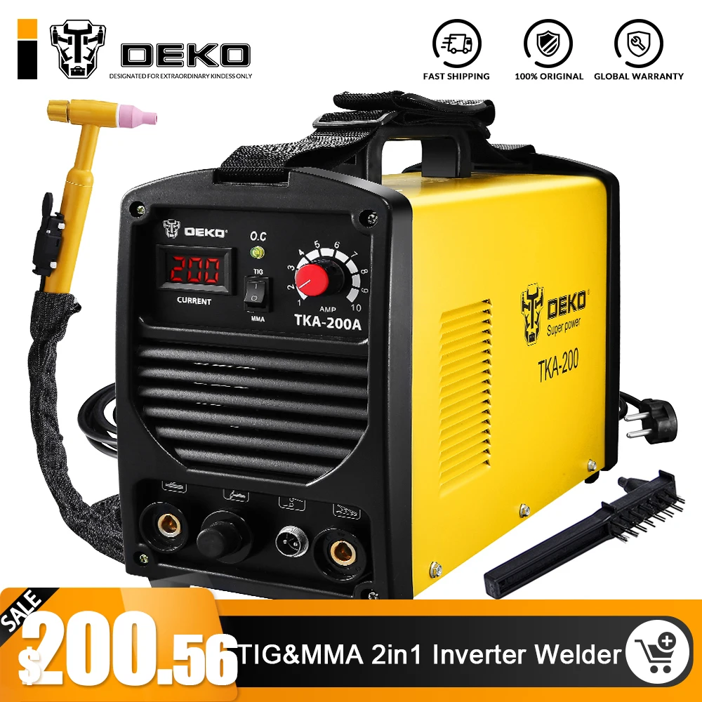 

DEKO TKA-200 200A 5.8KVA IP21S Inverter Arc TIG 2 IN 1 Electric Welding Machine MMA Welder for Soldering Working