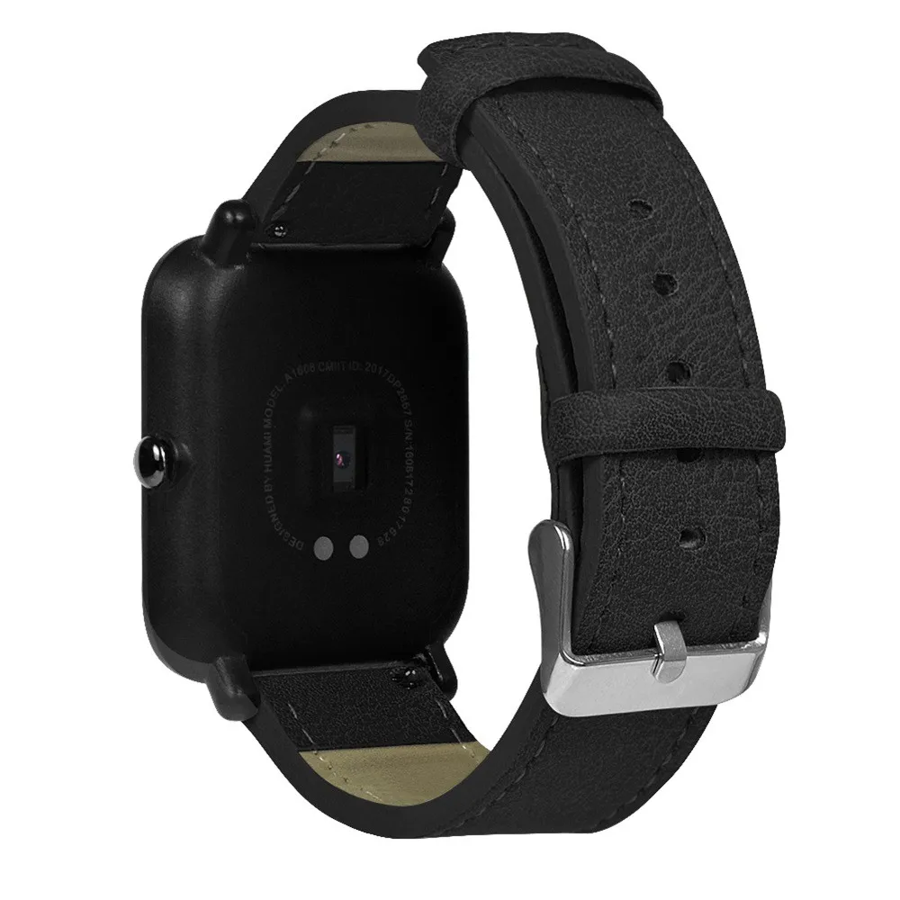 Сменный ретро браслет кожаный ремешок для Xiaomi Huami Amazfit Bip Молодежные часы сменный Браслет ремешок Смарт часы - Цвет: Black