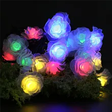 Наружная Рождественская вечеринка Фея солнечные огни 6 м 30 светодиодный солнечный свет Роза светящаяся гирлянда в виде цветов лампа