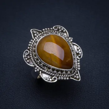 

Natural Tiger Eye Handmade Unique 925 Sterling Silver Ring 6.75 A3922