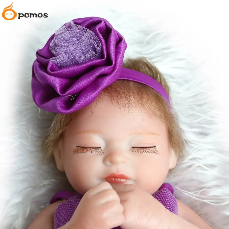 

[PCMOS] 11" Purple Wedding Dress Sleeping Infant Reborn Doll Full Body Soft Vinyl Baby Toy Birthday Christmas Gift 16072602