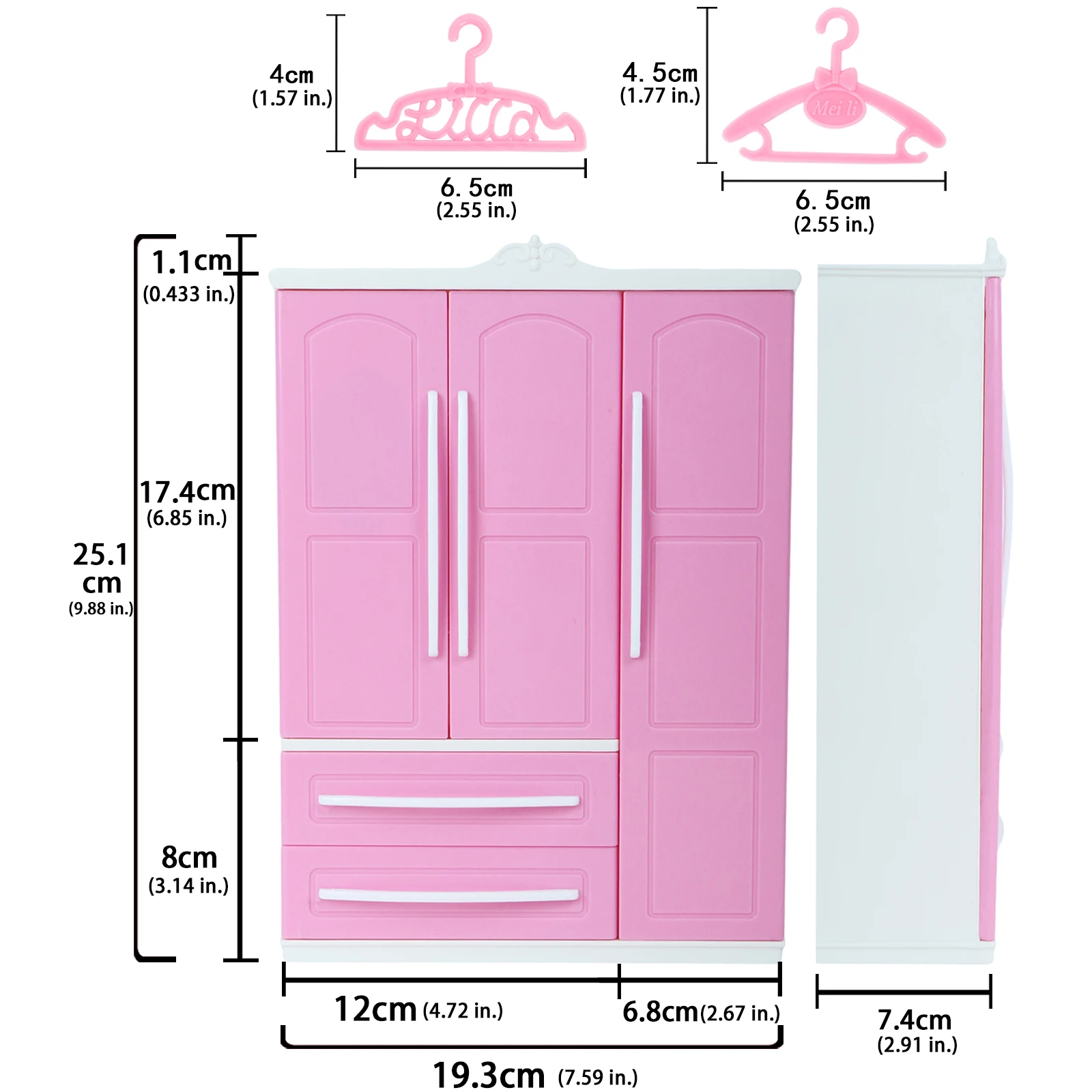 Online Armario rosa de alta calidad para muñeca Barbie + 10x percha de plástico Mini casa de muñecas dormitorio 16 accesorios de muebles bonitos chico