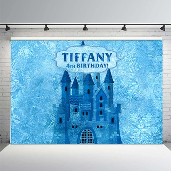 

Winter Snowflake Princess Prince Castle Backdrop Children Birthday Party Background for Photo Studio Customized Photo Backdrop