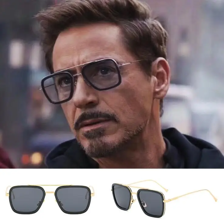 

square Sunglasses Men ditaeds Unisex Retro Luxury Brand tony stark Sunglasse Vintage Oversized Sun Glasses UV400 sonnenbrille