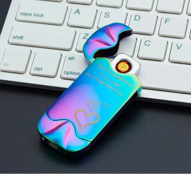 

10pcs/lot Creative slim windproof cigarette cigar lighter as gift for men/women USB charging Lighter ignition sided