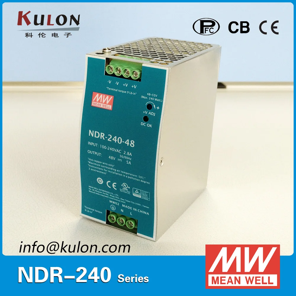 

Genuine MEAN WELL NDR-240-48 Single Output 240W 48V 5A Industrial DIN Rail Mounted Meanwell Power Supply
