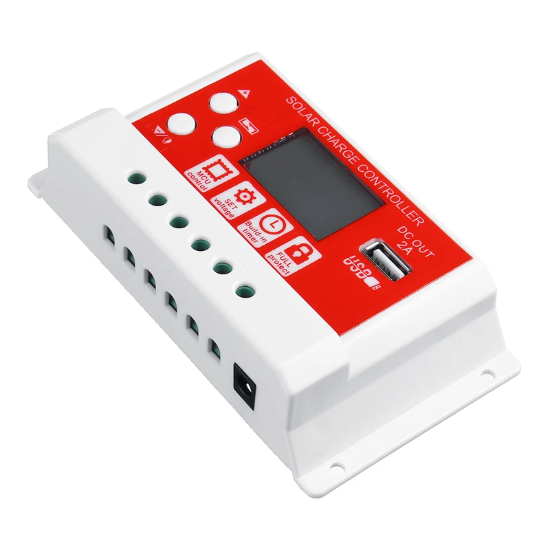 

New 1Pcs 10/20/30A 12V/24V Auto Solar Controller LCD Display PWM Solar Panel Charge Controller 2 Way USB Output