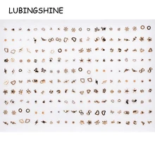 100 пар/лот женские акриловые золотые серебряные микс маленькие серьги-гвоздики наборы девушка ребенок крест серьги в форме сердца бижутерия подарок случайный стиль